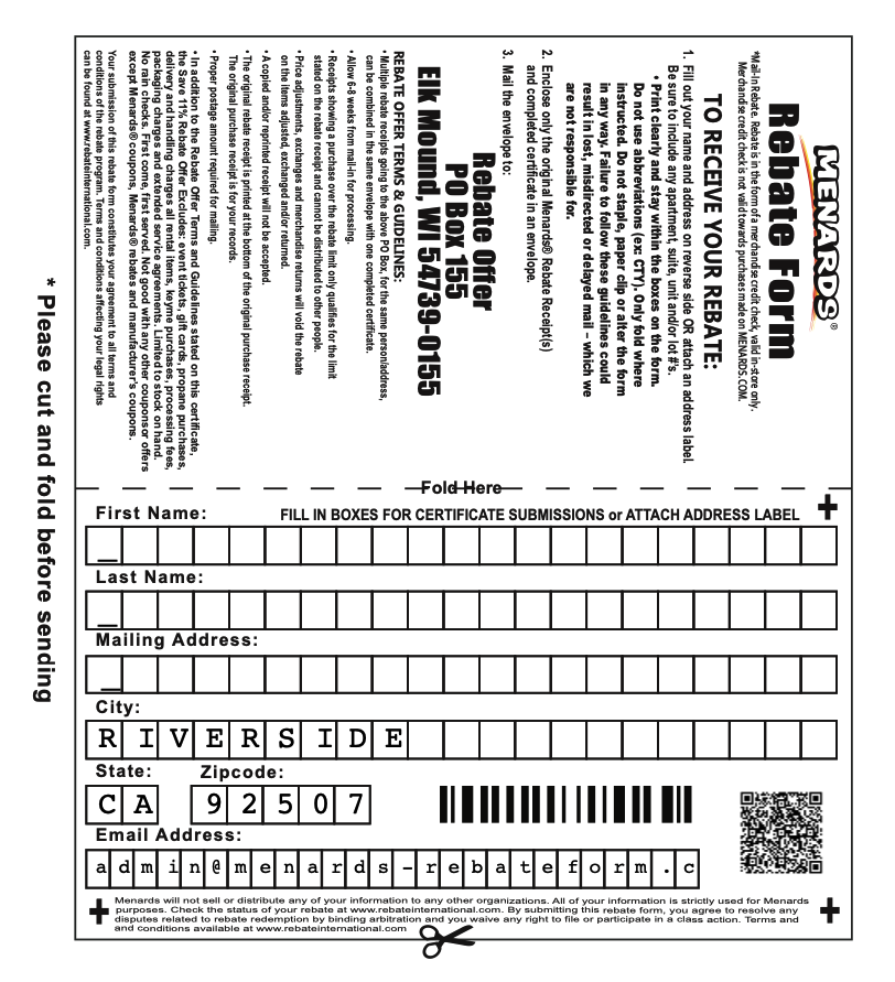 Menards Rebate Form 2024