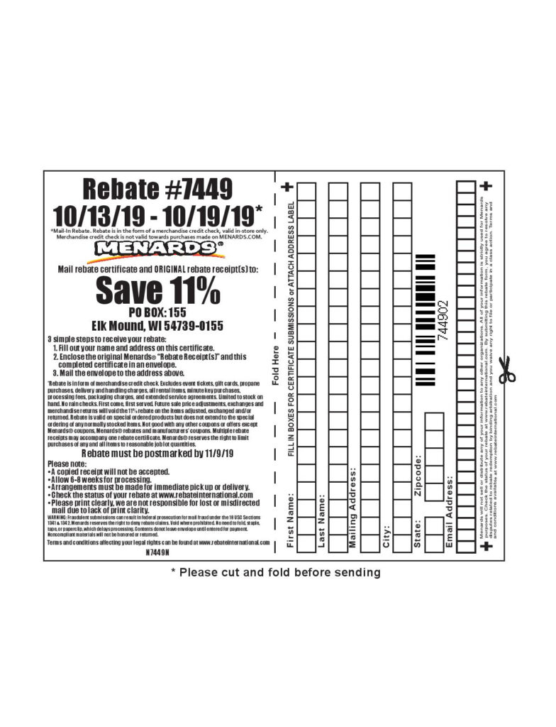 Find Expired Menards Rebate Form