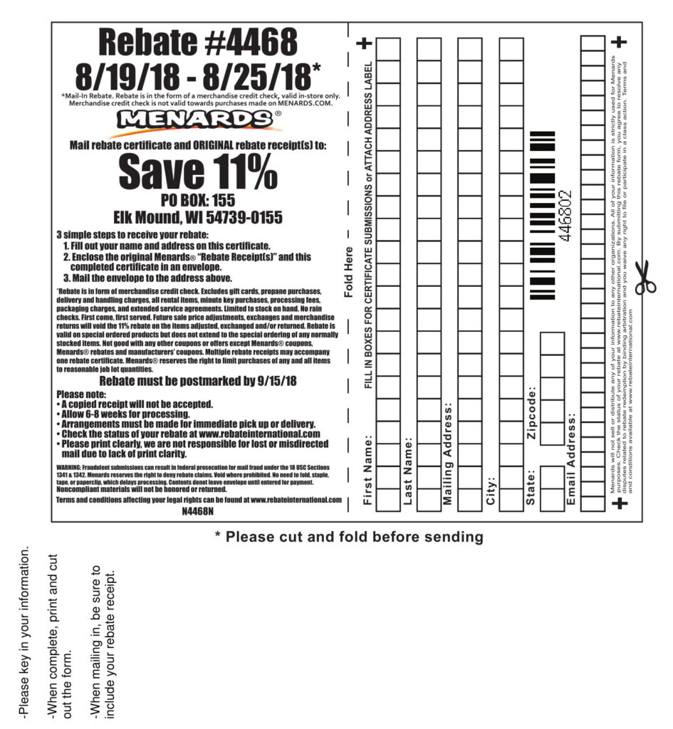 Do You Have To Enter Email On Menard Rebate Form
