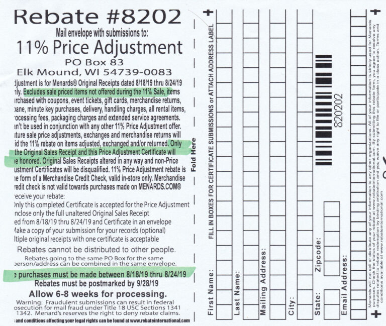 Menards 11 Rebate Form February 2024