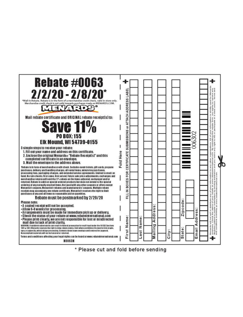 Rebate Forms Menards