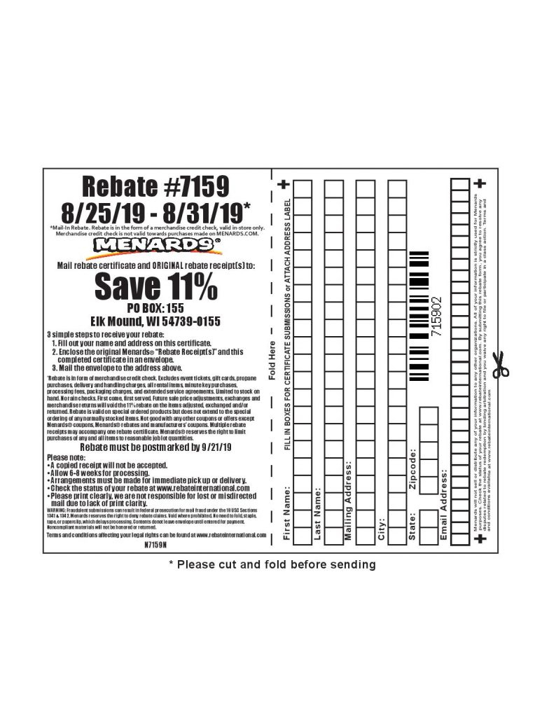 Menards Rebat Forms