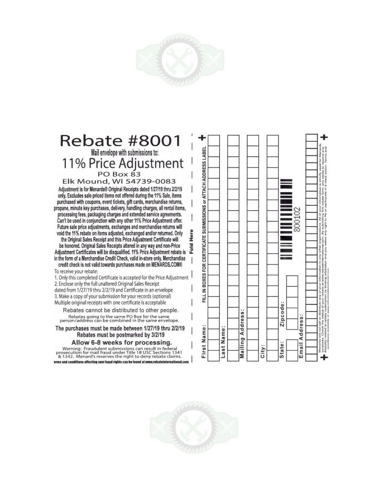 Menards Rebate Form 6497