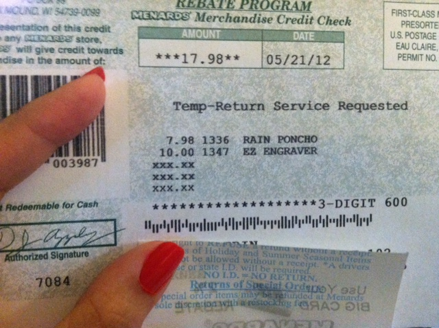Menards Rebate Certificate