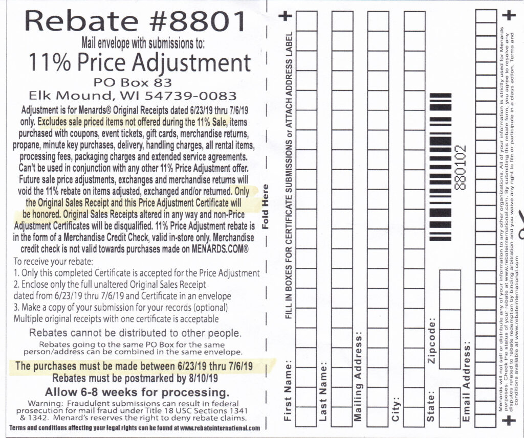 Customer Service Number For Menards Rebate