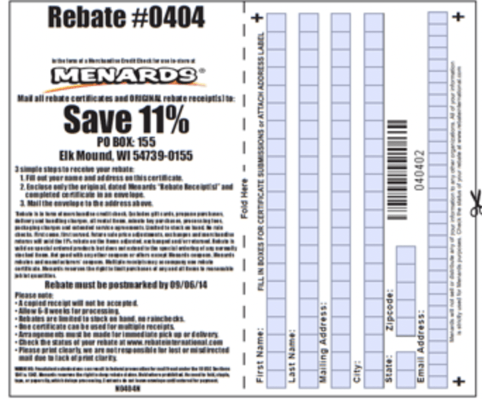 Menards 11 Rebate 2024 Dates