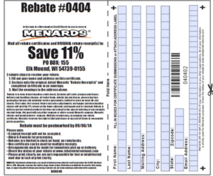 11 Rebate Menards July 2024