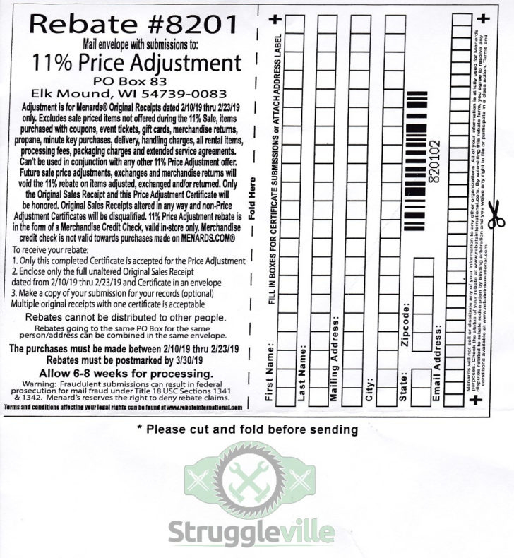 Menards 8201 Rebate