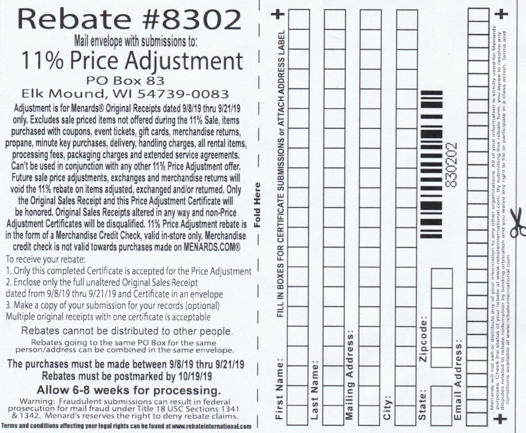 Is Menards 11 Percent Rebate Going On Now
