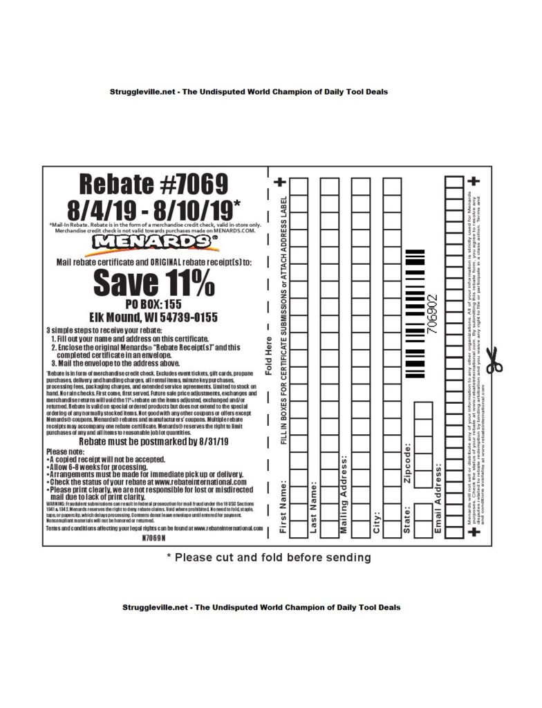 Rebate Number Menards