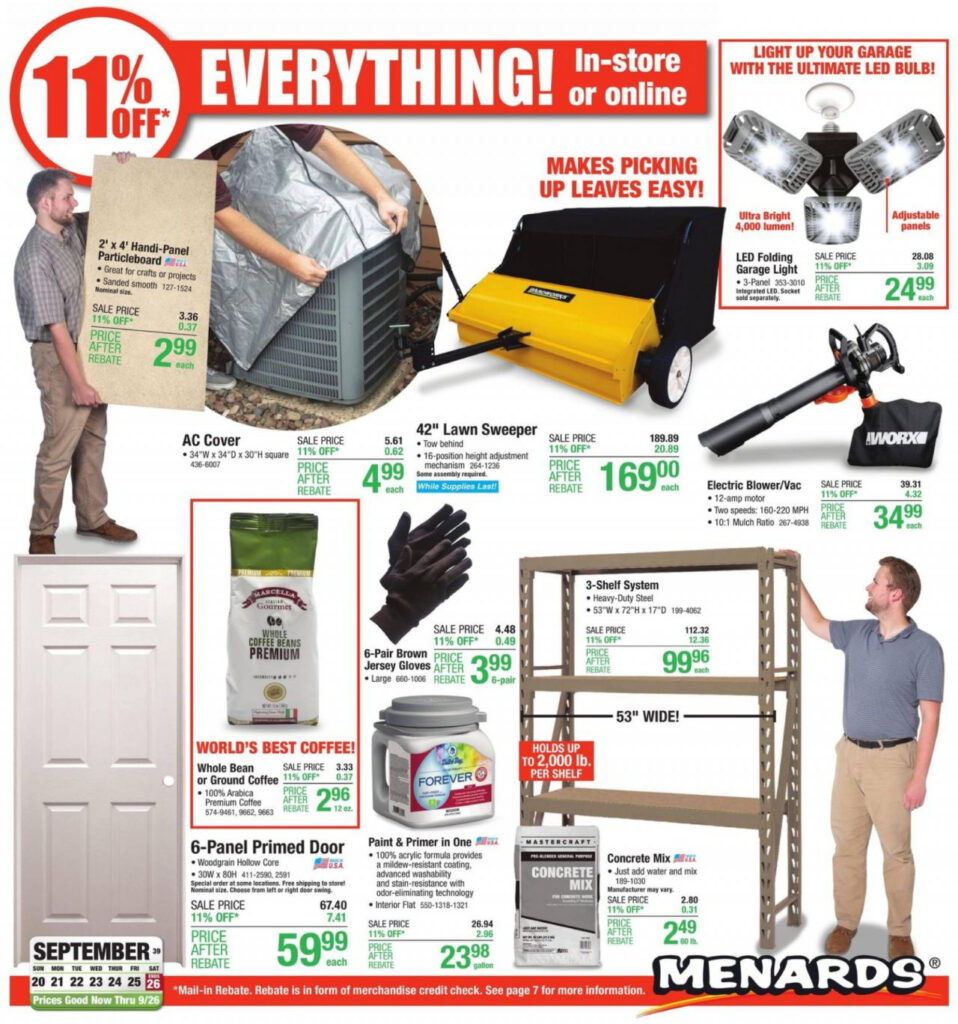 Menards 11 Rebate Previous Week