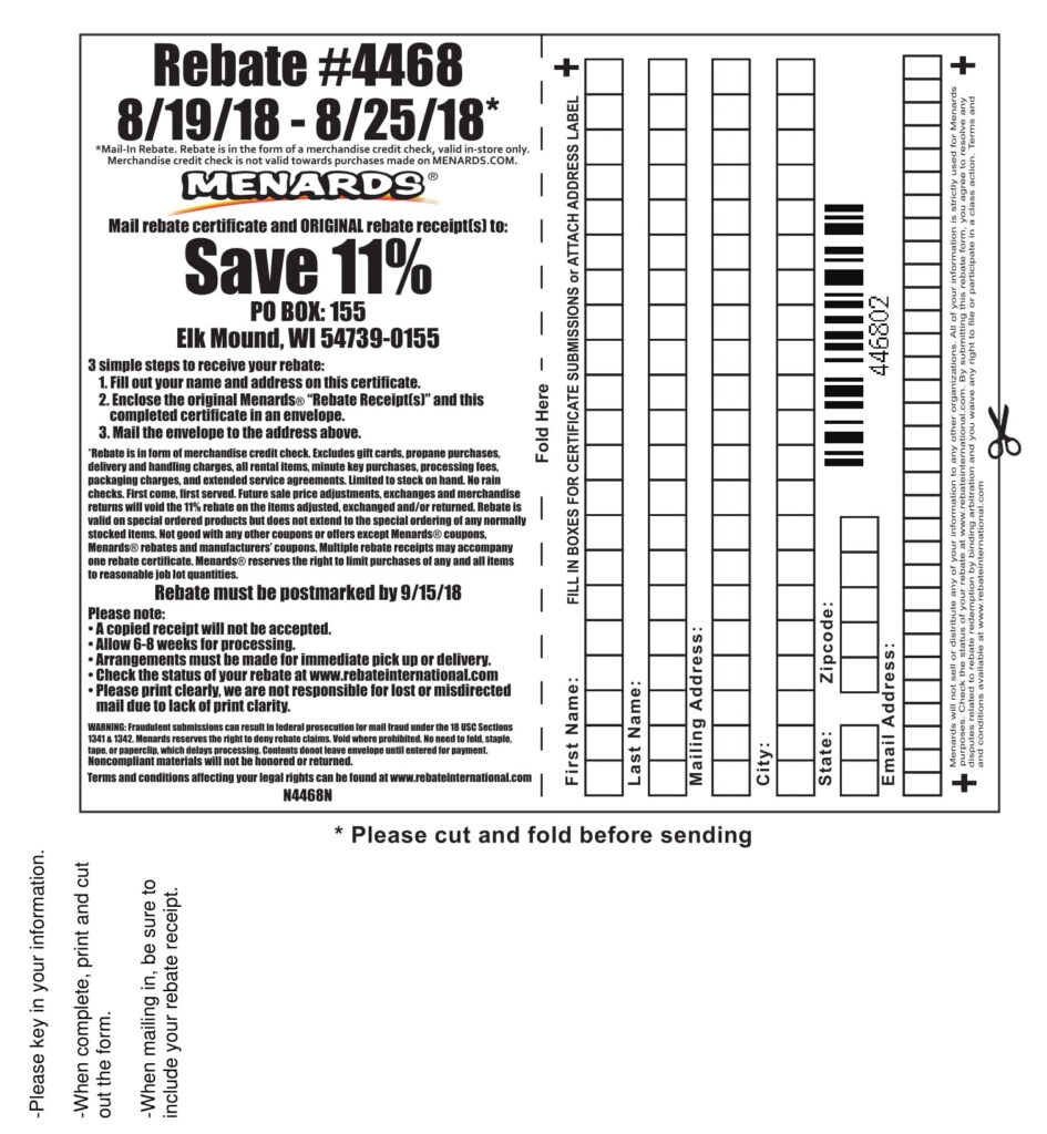 When Do You Get Rebate From Menards Card