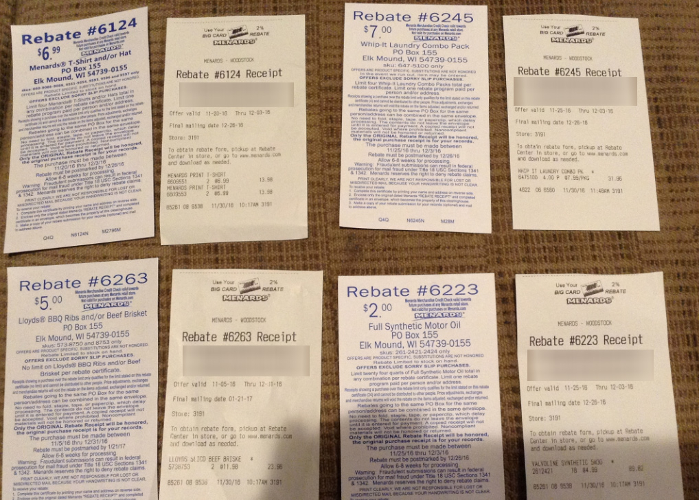 Lost Menards Rebate Card