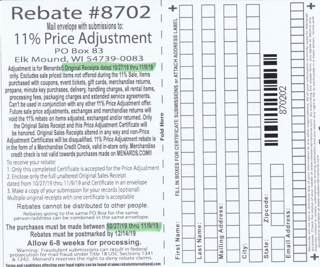 How Long Is A Menards Rebate Good For