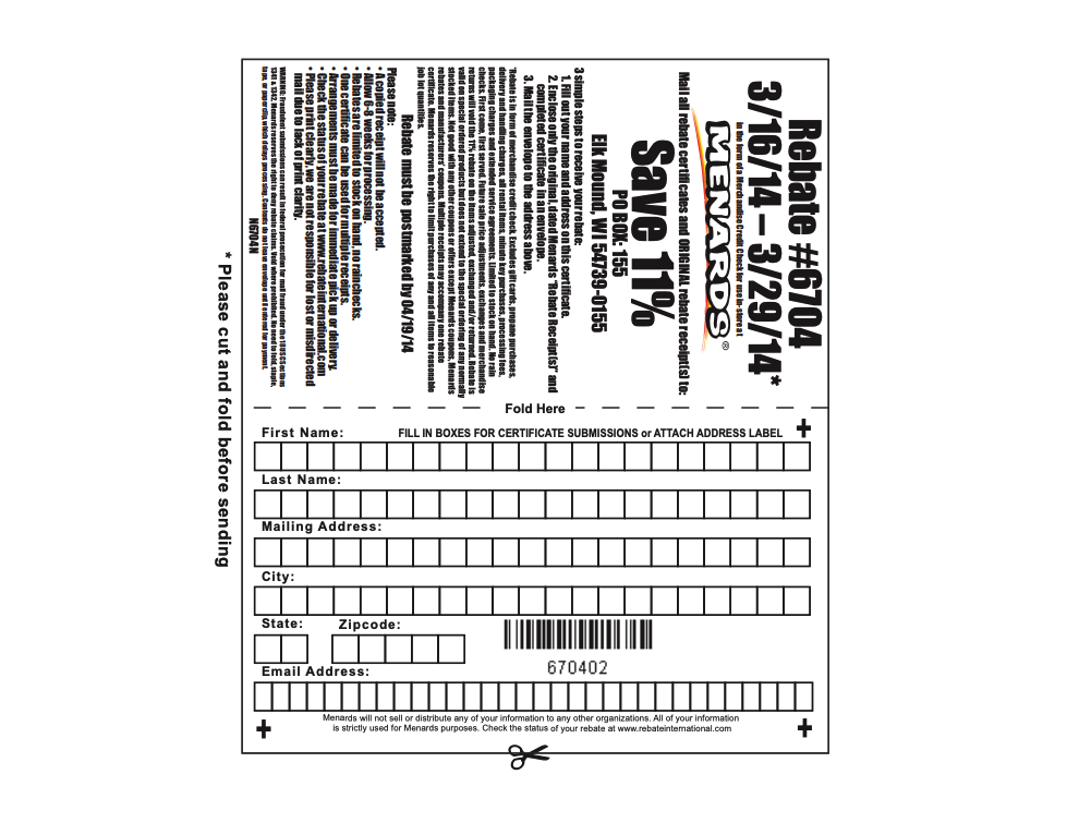 Menards 11 Percent Rebate 2024 Schedule