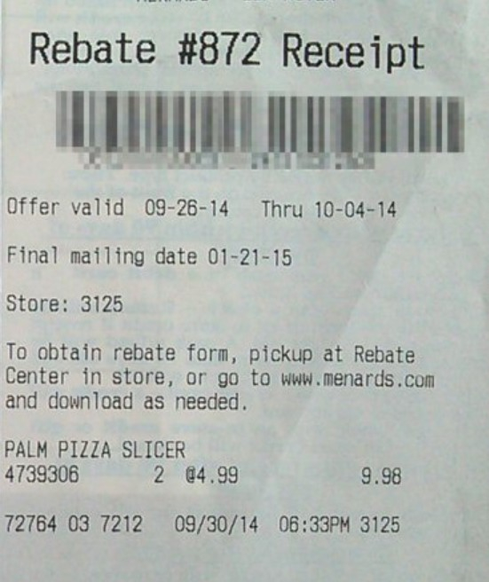 Menards Rebate Missing