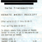 Menards Rebate Reciept