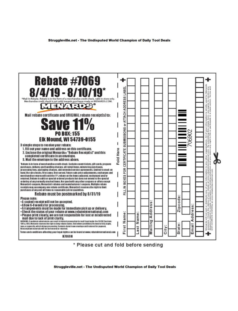 Menard Rebate Status