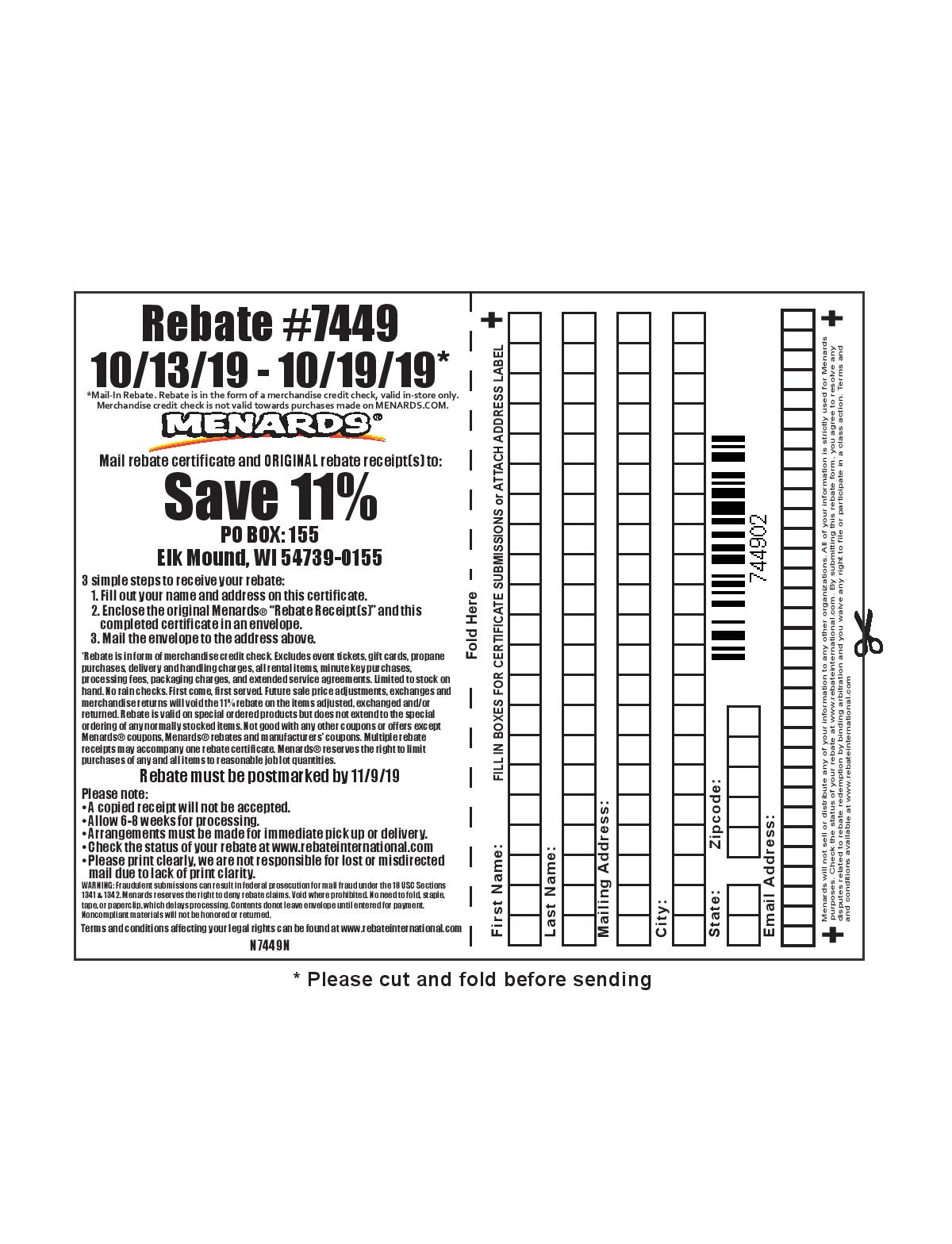 Does Menards Have 11 Rebate Going On Right Now MenardsRebate Form