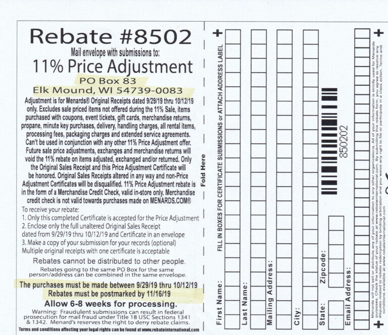 Not Getting My Menards Rebates
