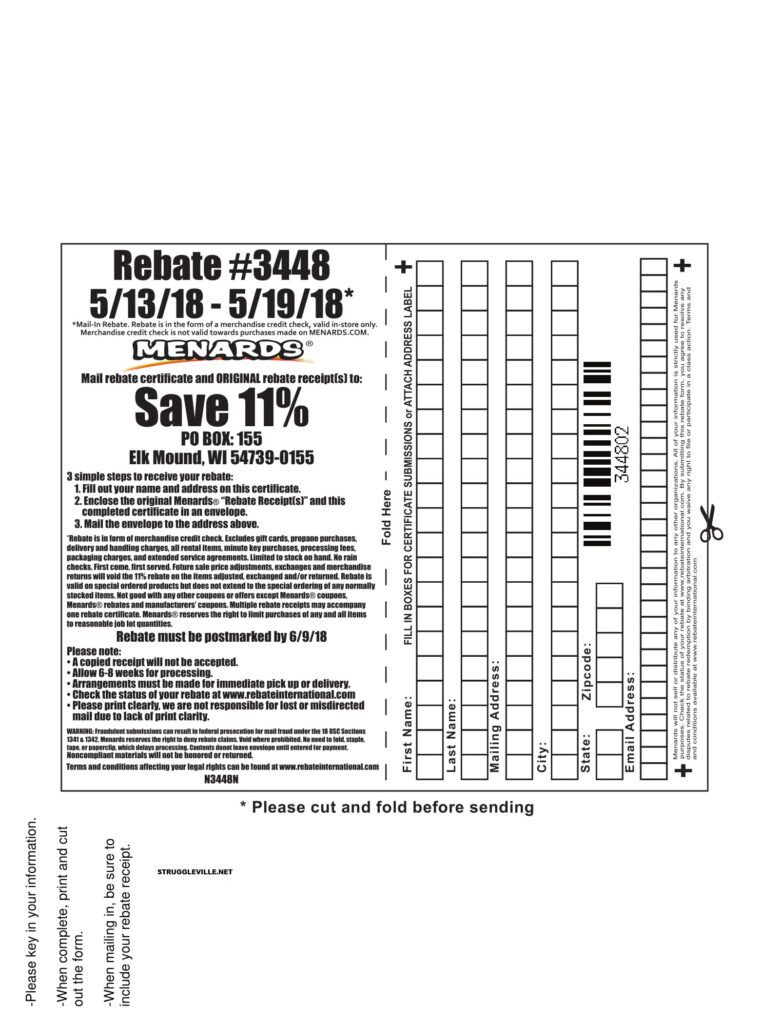 Menards Rebate Slip 3448