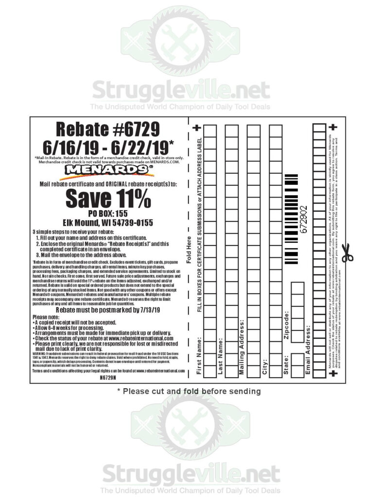 Menards Rebate 6729
