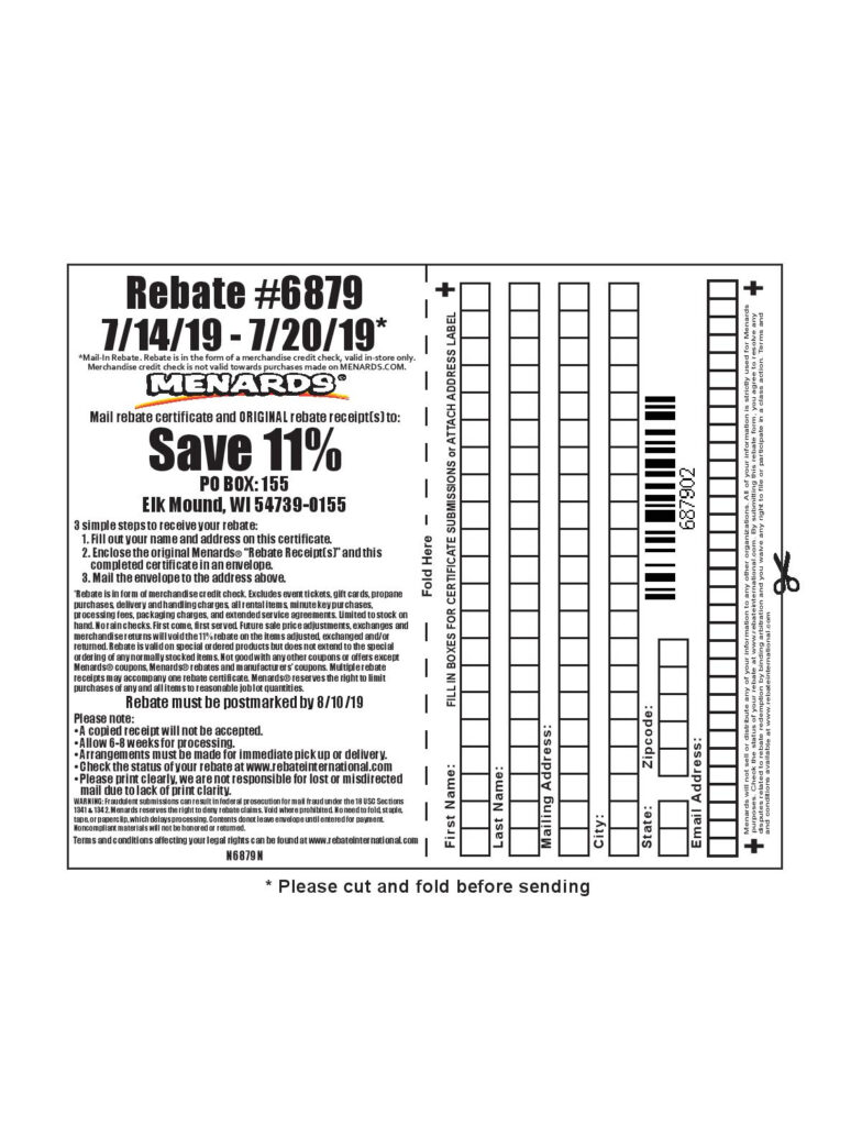 Menards Rebate 6879