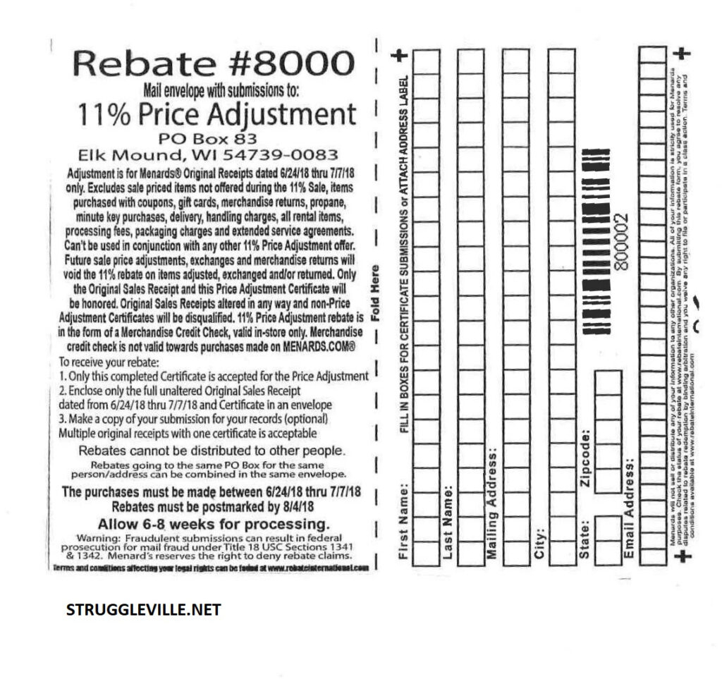 Menards Rebate Prior Week