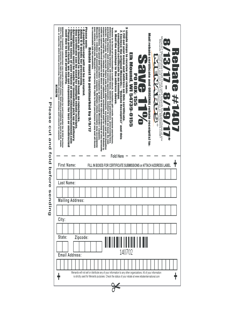 Menards Rebate Mailing Date