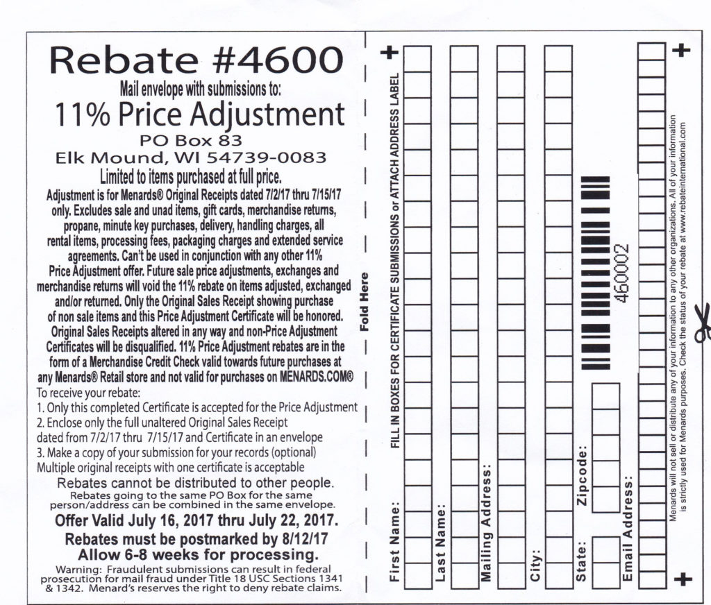 5459 Menards Rebate