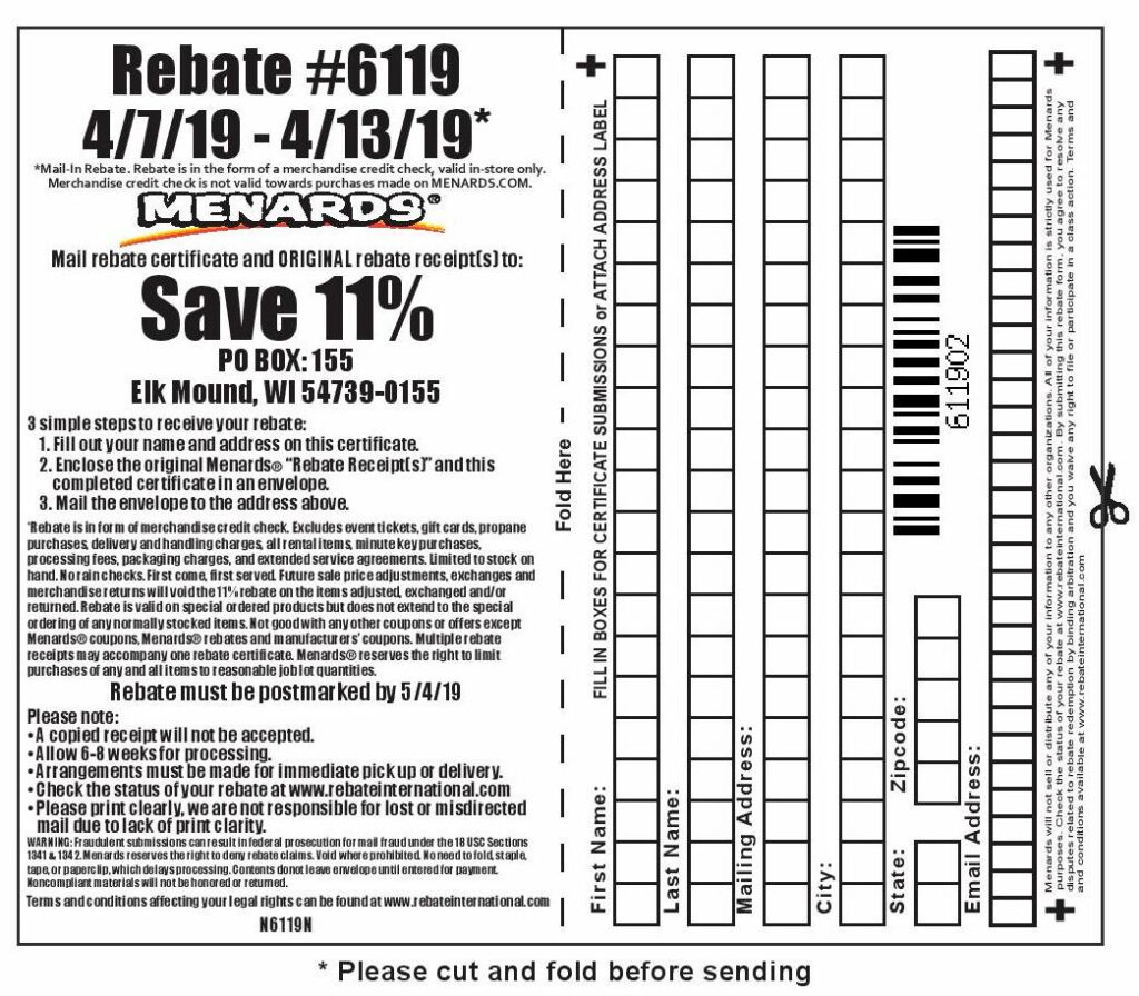 Menards Week Before 11 Rebate