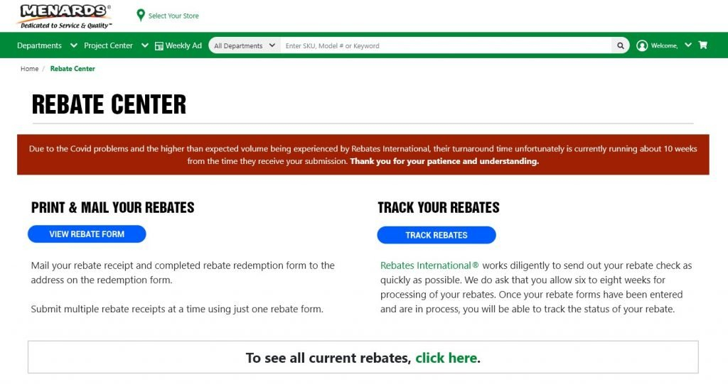Redeem Menards Rebate Online